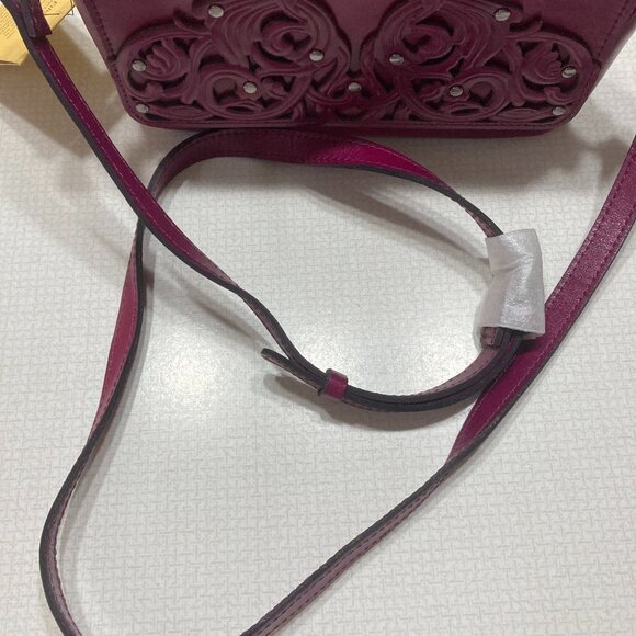 NWT Very Pretty Patricia Nash Tooled and Studded Dark Purple Crossbody - Picture 5 of 12